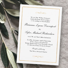 Classic Simple Elegance Gold Border Wedding Einladung