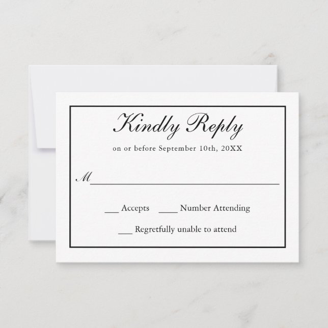 Classic Simple Elegance Wedding RSVP Karte (Vorderseite)