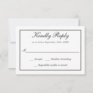 Classic Simple Elegance Wedding RSVP Karte