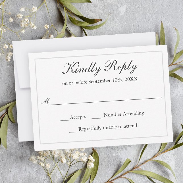 Classic Simple Elegance Wedding RSVP Karte (Von Creator hochgeladen)