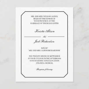 Classic Simple Elegant Formal Wedding Einladung