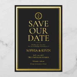 Classic Simple Elegant Gold Black Save the Date Folieneinladung