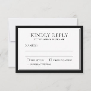 Classic Simple Elegant RSVP avec bordure noire