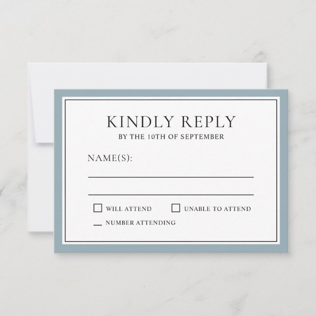 Classic Simple Elegant RSVP avec Dusty Blue Edging (Devant)