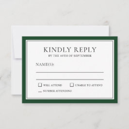 Classic Simple Elegant UAWG Forest Green Edging RSVP Karte