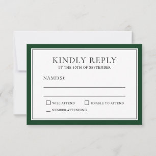 Classic Simple Elegant UAWG Forest Green Edging RSVP Karte