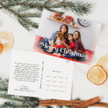 Classic Simple Frohe Weihnachten Volles Foto<br><div class="desc">Feiern Sie die Saison mit dieser einzigartigen, klassischen Foto-Weihnachts-Weihnachtspostkarte mit einer Touch Vintagen Charmes. Das minimalistische Design präsentiert eine elegante Schwarz-Weiß-Farbpalette, die den gemütlichen Geist des Winters widerspiegelt. Seine moderne und lustige Anziehungskraft, gepaart mit der traditionellen Formulierung, schafft ein perfektes Gleichgewicht zwischen Kühnheit und Klasse. Die niedliche und spielerische Typografie,...</div>