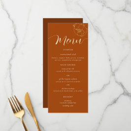 Classic Simple Gold Peony Rust Brown Hochzeit im H Menükarte