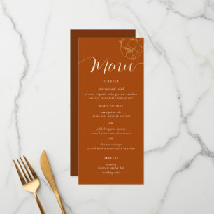 Classic Simple Gold Peony Rust Brown Hochzeit im H Menükarte