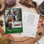 Classic Simple Green 5 Foto Frohe Weihnachten Gold Folien Feiertagspostkarte<br><div class="desc">Feiern Sie die Saison mit dieser einzigartigen, klassischen, schlichten grünen 5 Foto Frohe Weihnachtsgoldfolie Urlaub Postkarte mit einer Touch von Vintagem Charme. Das minimalistische Design zeigt eine elegante grün-goldene Farbpalette, die den gemütlichen Geist des Winters widerspiegelt. Seine moderne Anziehungskraft, gepaart mit der traditionellen Formulierung, schafft ein perfektes Gleichgewicht zwischen Luxus...</div>