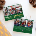 Classic Simple Green 9 Foto Frohe Weihnachten Gold Folien Feiertagskarte<br><div class="desc">Feiern Sie die Saison mit dieser einzigartigen, klassischen 9-Foto-Green Weihnachten Gold-Weihnachtskarte mit einer Touch von Vintagem Charme. Das minimalistische Design zeigt eine elegante grün-goldene Farbpalette, die den gemütlichen Geist des Winters widerspiegelt. Seine moderne Anziehungskraft, gepaart mit der traditionellen Formulierung, schafft ein perfektes Gleichgewicht zwischen Luxus und Klasse. Die niedliche und...</div>