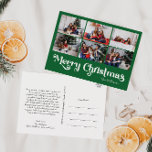 Classic Simple Green Frohe Weihnachten 6 Foto<br><div class="desc">Feiern Sie die Saison mit dieser einzigartigen, klassischen, schlichten grünen Merry Christmas 6 Foto Urlaubskarte mit einer Touch Vintagen Charmes. Das minimalistische Design zeigt eine elegante grün-weiße Farbpalette, die den gemütlichen Geist des Winters widerspiegelt. Seine moderne und lustige Anziehungskraft, gepaart mit der traditionellen Formulierung, schafft ein perfektes Gleichgewicht zwischen Kühnheit...</div>