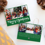 Classic Simple Green Merry Weihnachten Sieben Foto<br><div class="desc">Feiern Sie die Saison mit dieser einzigartigen, klassisch schlichten, grünen Frohe Weihnachten sieben Foto-Urlaubskarte mit einer Touch von Vintagem Charme. Das minimalistische Design zeigt eine elegante grün-weiße Farbpalette, die den gemütlichen Geist des Winters widerspiegelt. Seine moderne und lustige Anziehungskraft, gepaart mit der traditionellen Formulierung, schafft ein perfektes Gleichgewicht zwischen Kühnheit...</div>