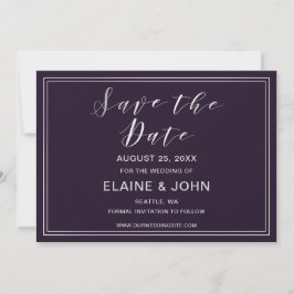 Classic Simple Lila Wedding speichert die Daten Save The Date