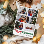 Classic Simple Merry Christmas Vertical Five Foto Feiertagskarte<br><div class="desc">Feiern Sie die Saison mit dieser einzigartigen, klassischen Merry Christmas - Fünf-Foto-Urlaubskarte mit einer Touch Vintagen Charmes. Das minimalistische Design präsentiert eine elegante Rot-Grün-Farbpalette, die den gemütlichen Geist des Winters widerspiegelt. Seine moderne und lustige Anziehungskraft, gepaart mit der traditionellen Formulierung, schafft ein perfektes Gleichgewicht zwischen Kühnheit und Klasse. Die niedliche...</div>