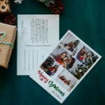 Classic Simple Merry Christmas Vertical Five Foto Feiertagspostkarte<br><div class="desc">Feiern Sie die Saison mit dieser einzigartigen, klassischen Merry Christmas, vertikalen 5 Foto Urlaub Postkarte mit einer Touch von Vintagem Charme. Das minimalistische Design präsentiert eine elegante Rot-Grün-Farbpalette, die den gemütlichen Geist des Winters widerspiegelt. Seine moderne und lustige Anziehungskraft, gepaart mit der traditionellen Formulierung, schafft ein perfektes Gleichgewicht zwischen Kühnheit...</div>