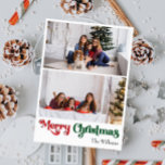 Classic Simple Merry Christmas Vertical Two Foto Feiertagskarte<br><div class="desc">Feiern Sie die Saison mit dieser einzigartigen, klassischen, schlichten Merry Christmas, zwei Foto-Urlaubskarte mit einer Touch von Vintagem Charme. Das minimalistische Design präsentiert eine elegante Rot-Weiß-Palette, die den gemütlichen Geist des Winters widerspiegelt. Seine moderne und lustige Anziehungskraft, gepaart mit der traditionellen Formulierung, schafft ein perfektes Gleichgewicht zwischen Kühnheit und Klasse....</div>