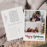 Classic Simple Merry Christmas Vertical Two Foto Feiertagspostkarte<br><div class="desc">Feiern Sie die Saison mit dieser einzigartigen, klassischen, schlichten Merry Christmas, zwei Foto Ferien Postkarte mit einer Touch von Vintagem Charme. Das minimalistische Design präsentiert eine elegante Rot-Grün-Farbpalette, die den gemütlichen Geist des Winters widerspiegelt. Seine moderne und lustige Anziehungskraft, gepaart mit der traditionellen Formulierung, schafft ein perfektes Gleichgewicht zwischen Kühnheit...</div>