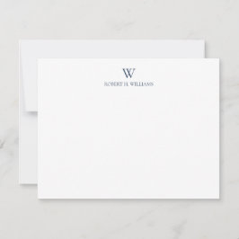 Classic Simple Midnight Blue Monogram Mitteilungskarte