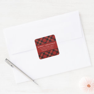 Classic Simple Minimalistisch Red Frohe Weihnachte Quadratischer Aufkleber