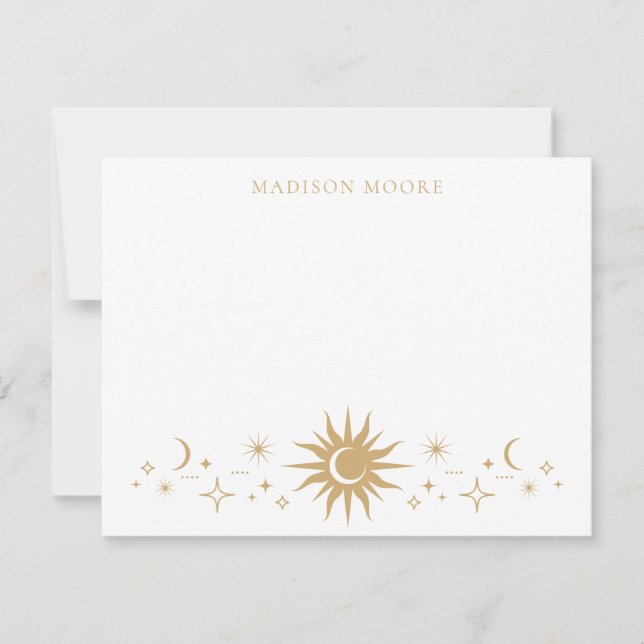 Classic Simple Modern Gold Moon Stars Mitteilungskarte (Vorderseite)