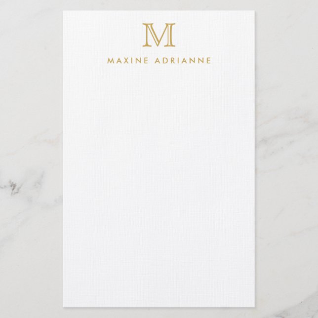 Classic Simple Modern Imitats Gold Monogram Initia Briefpapier (Vorderseite)