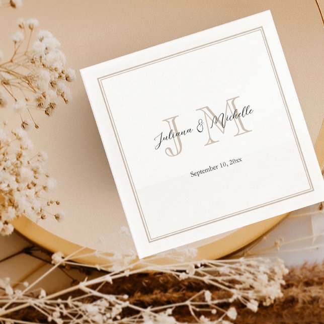 Classic Simple Modern Initials Monogram Minimailst Serviette (Von Creator hochgeladen)
