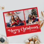 Classic Simple Red Merry Christmas Two Foto Feiertagspostkarte<br><div class="desc">Feiern Sie die Saison mit dieser einzigartigen, klassischen, roten Weihnachtspostkarte mit einer Touch von Vintagem Charme. Die Weihnachtsnachtsnachtsnacht ist das zweite Foto. Das minimalistische Design zeigt eine elegante rote Farbpalette, die den gemütlichen Geist des Winters widerspiegelt. Seine moderne und lustige Anziehungskraft, gepaart mit der traditionellen Formulierung, schafft ein perfektes Gleichgewicht...</div>