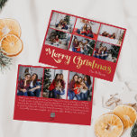Classic Simple Red Nine-Foto Frohe Weihnachtsgolde Folien Feiertagskarte<br><div class="desc">Feiern Sie die Saison mit dieser einzigartigen, klassischen 9-Foto-Rot Weihnachtsgold-Urlaubskarte mit einer Touch Vintagen Charmes. Das minimalistische Design zeigt eine elegante Rot- und Goldpalette, die den gemütlichen Geist des Winters widerspiegelt. Seine moderne Anziehungskraft, gepaart mit der traditionellen Formulierung, schafft ein perfektes Gleichgewicht zwischen Luxus und Klasse. Die niedliche und spielerische...</div>