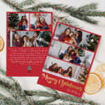 Classic Simple Red Six Foto Merry Christmas Gold Folien Feiertagskarte<br><div class="desc">Feiern Sie die Saison mit dieser einzigartigen, klassischen, einfachen 6-Foto-Rot-Weihnachtsgold-Urlaubskarte mit einer Touch von Vintagem Charme. Das minimalistische Design zeigt eine elegante Rot- und Goldpalette, die den gemütlichen Geist des Winters widerspiegelt. Seine moderne Anziehungskraft, gepaart mit der traditionellen Formulierung, schafft ein perfektes Gleichgewicht zwischen Luxus und Klasse. Die niedliche und...</div>