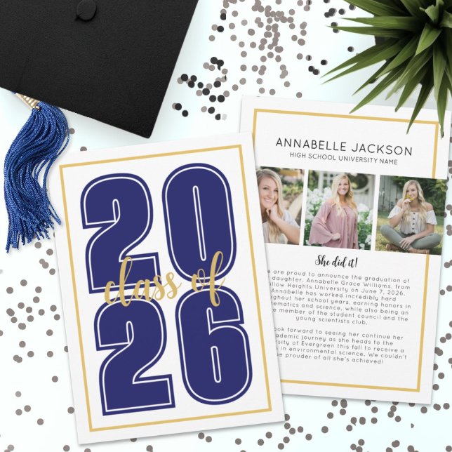 Classic Simple Script Graduate Foto Abschluss Ankündigung (Classic Simple Script Graduate Photo Graduation )