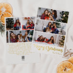 Classic Simple Six-Foto Frohe Weihnachtsgolden Folien Feiertagskarte<br><div class="desc">Feiern Sie die Saison mit dieser einzigartigen, klassischen, einfachen 6-Foto Merry Christmas Gold-Weihnachtskarte mit einer Touch von Vintagem Charme. Das minimalistische Design präsentiert eine elegante goldene Farbpalette, die den gemütlichen Geist des Winters widerspiegelt. Seine moderne Anziehungskraft, gepaart mit der traditionellen Formulierung, schafft ein perfektes Gleichgewicht zwischen Luxus und Klasse. Die...</div>