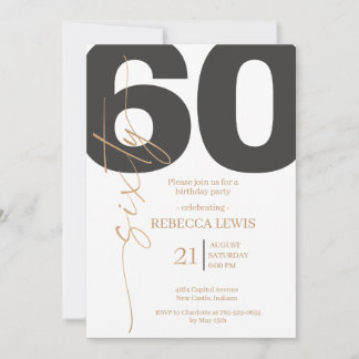 Classic Simple Sixty Modern Adult Birthday Einladung
