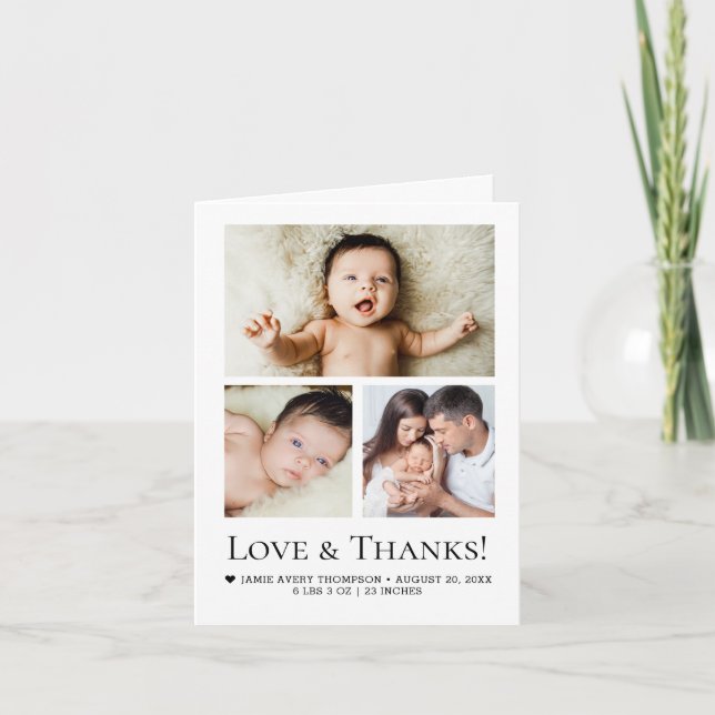 Classic Simple Typografy Liebe & Dankbaby Foto Dankeskarte (Vorderseite)