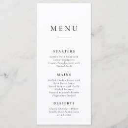 Classic Simple Wedding Menu Card