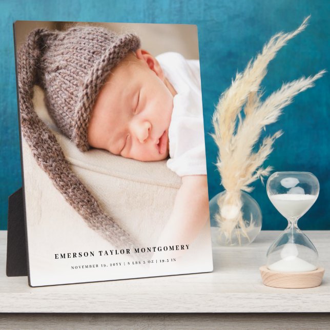 Classic Simple White Gradient New Baby Foto Easel Fotoplatte (Seite)