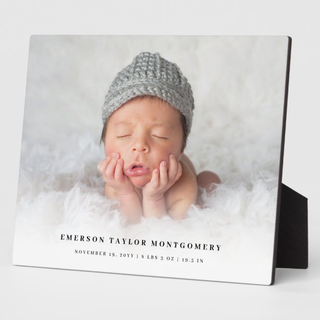 Classic Simple White Gradient New Baby Foto Easel Fotoplatte (Seite)