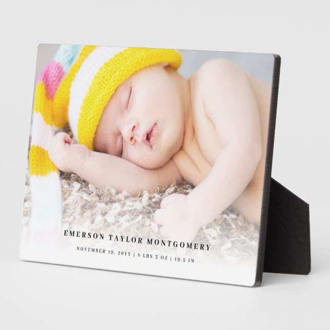 Classic Simple White Gradient New Baby Foto Easel Fotoplatte (Seite)