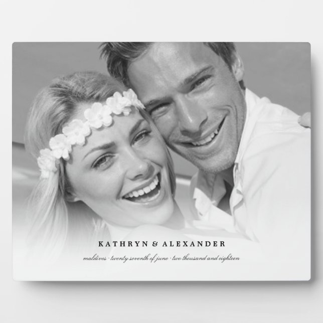 Classic Simple White Gradient Wedding Foto Easel Fotoplatte (Vorderseite)