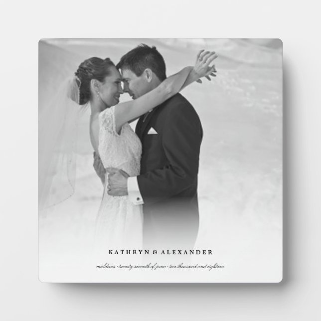 Classic Simple White Gradient Wedding Foto Easel Fotoplatte (Vorderseite)