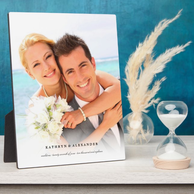 Classic Simple White Gradient Wedding Foto Easel Fotoplatte (Seite)