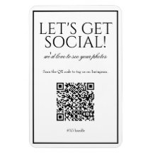 Classic Simple White QR Code Social Media Magnet