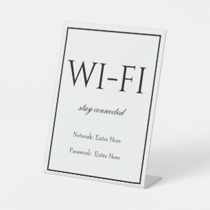 Classic Simple White Wi-Fi Guest Pedestal Sign Sockelschild