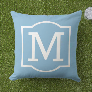 Classic Sky Blue Custom Monogram Letter Kissen