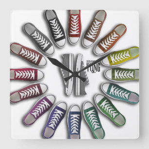 Classic Sneakers Circle Quadratische Wanduhr