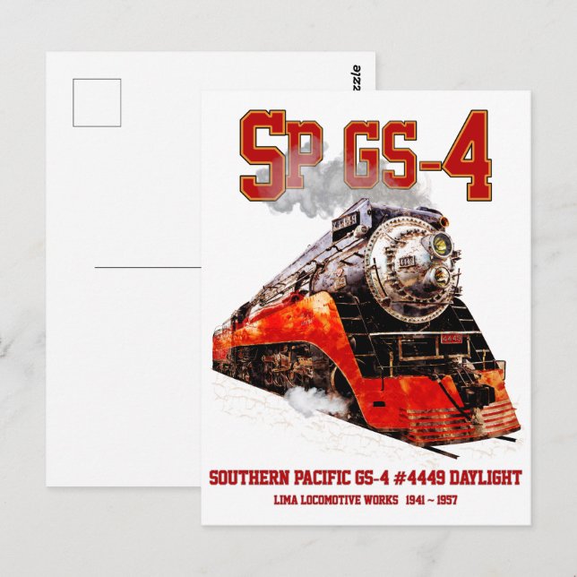 Classic Southern Pacific GS-4 Dampflokomotive Postkarte (Vorne/Hinten)