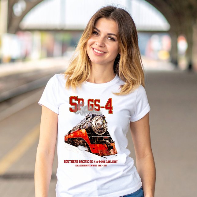 Classic Southern Pacific GS-4 Steam Locomotive T-Shirt (Southern Pacific GS-4 Daylight Steam Locomotive. Womens Basic T-Shirt)