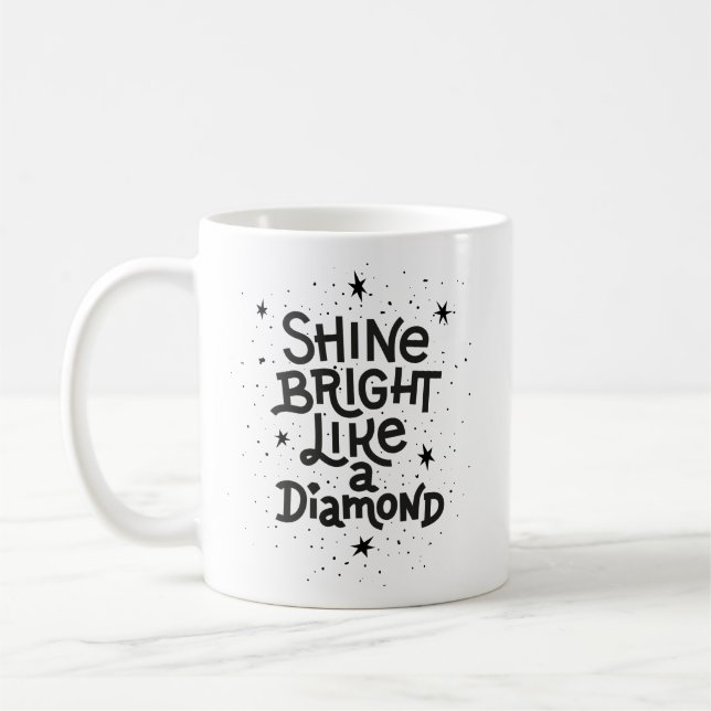 Classic Sparkle Bold Playful Star Monochrome Kaffeetasse (Links)