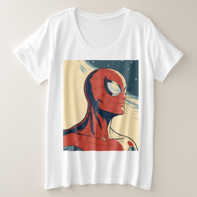 Classic Spider-Man with Dynamic Cosmic Background Große Größe T-Shirt (Design vorne)