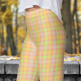 Classic Spring Green and Peach Karo Muster Leggings